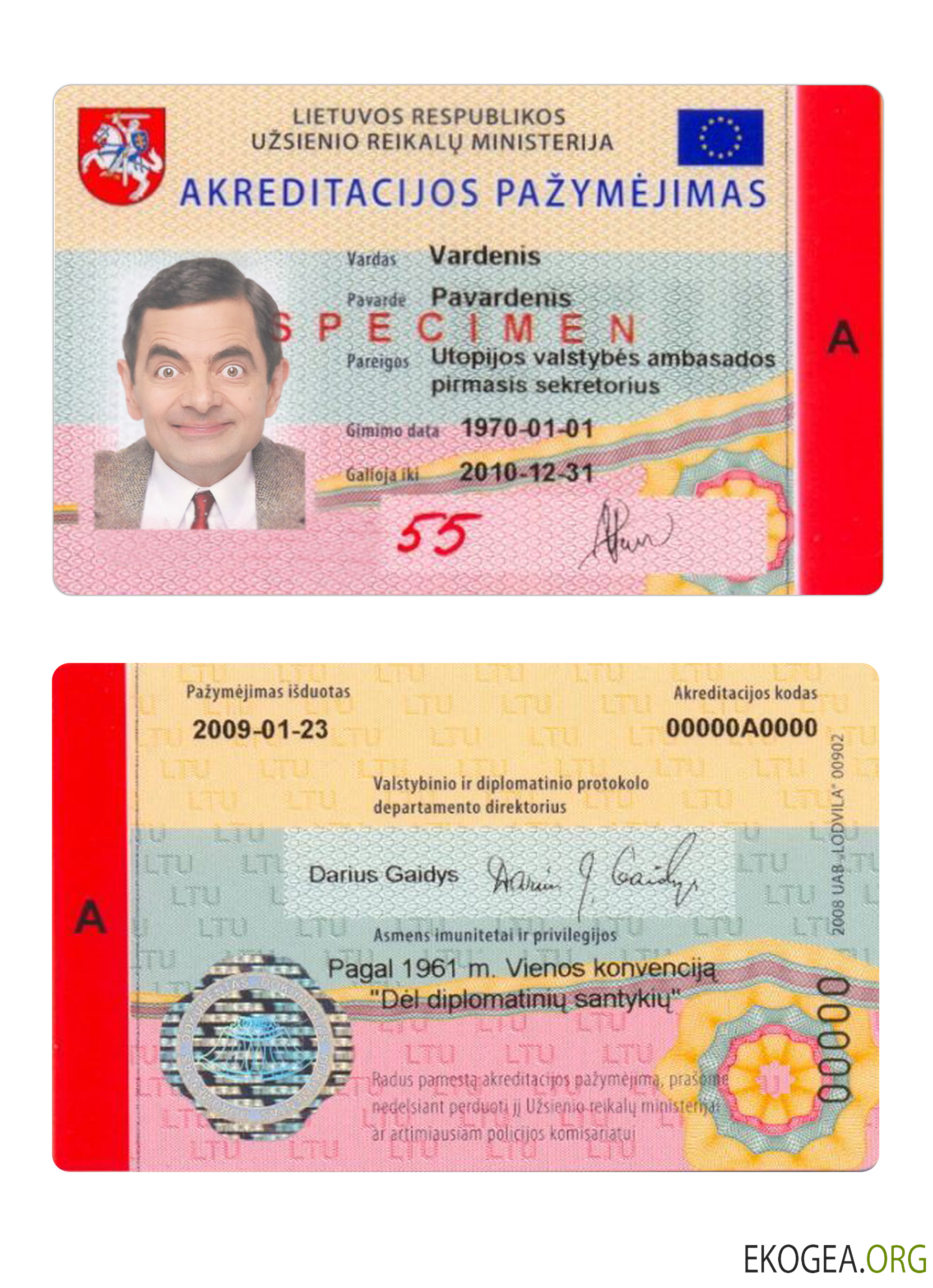 Carte de certificat d'accréditation de Lituanie